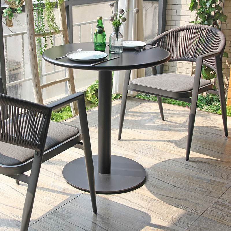 Garten-Restaurant-Sessel aus Aluminiumseil mit gewebter Rückenlehne, wasserdicht