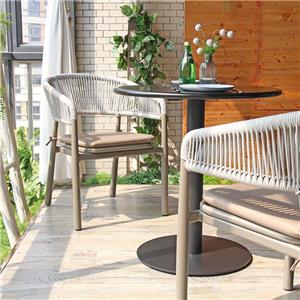 Cadeira de lazer ao ar livre com corda tecida em rattan de café à moda nórdica