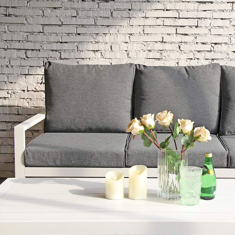 Modern 4 Piece Aluminum Frame Thick Cushion Seat White Outdoor Sofa Set