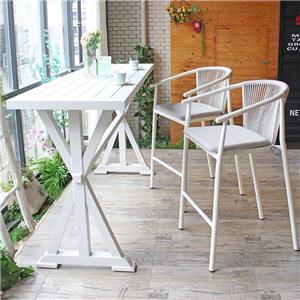 Table de bar de jardin en aluminium longue et haute de patio de café de restaurant nordique