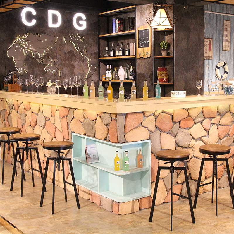 thumbnail image 2 of Industrial Adjustable Height Bar Table 37.4-45.3 Inch - Vintage Swivel Pub Table With Footrest 2 of 13