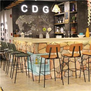 French Design Retro Cafe Metal Legs Leather Seat Bar Chair