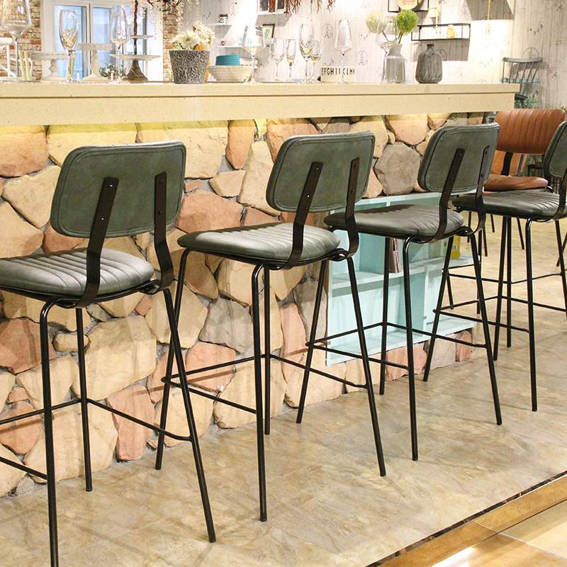 Китай Французский дизайн Ретро Кафе Металлические ножки Кожаное сиденье Барный стул, производитель