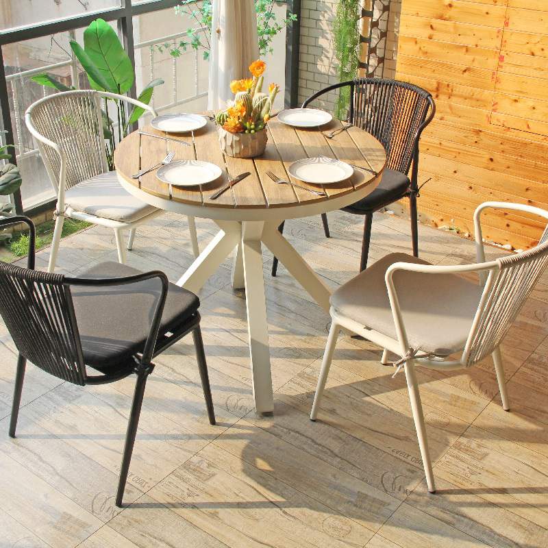 Italy Stackable Aluminum Structure Garden Rope Furniture Chair
