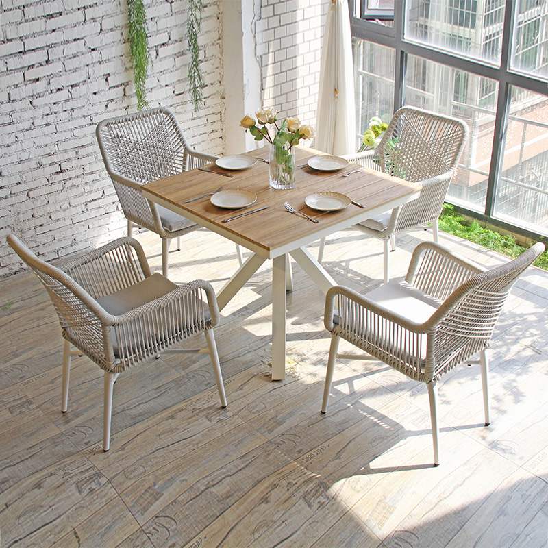 Customized Aluminum Frame Plastic Wood Square Outdoor Table