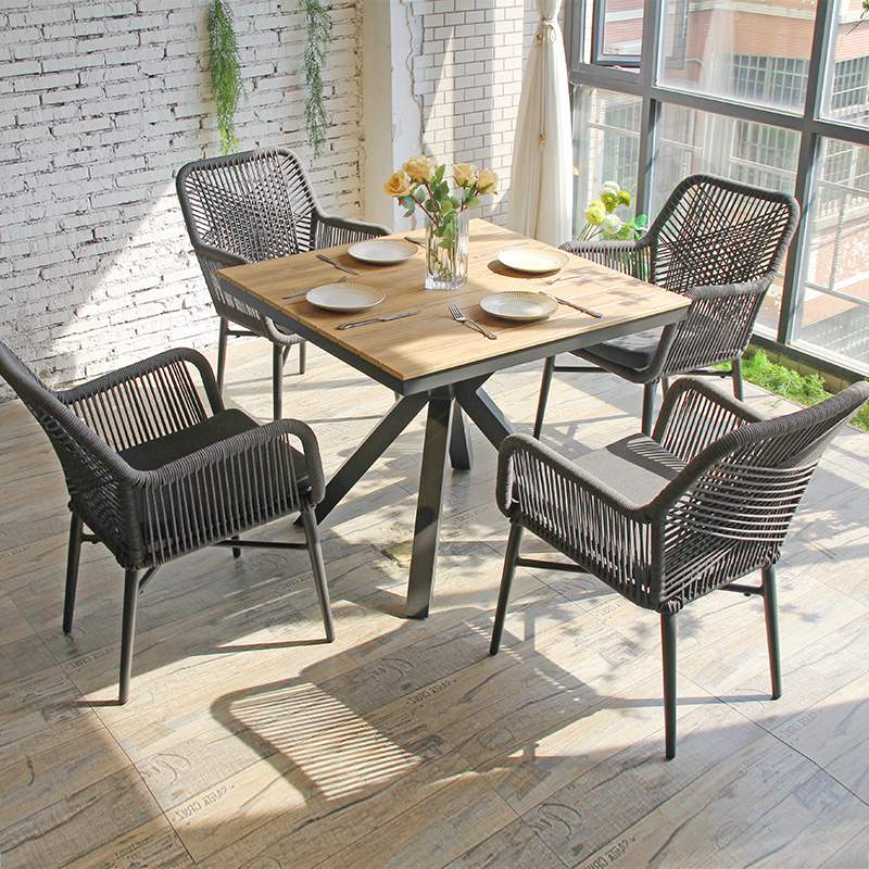 Customized Aluminum Frame Plastic Wood Square Outdoor Table