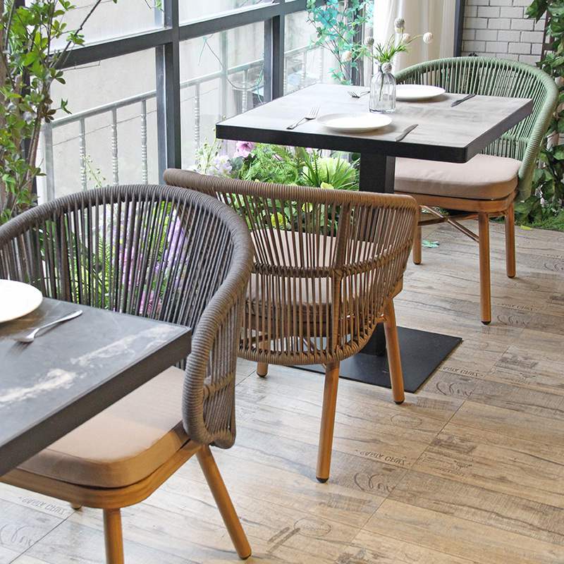 Nordic Simple Coffee Shop Hotel Woven Rope Outdoor Dinner Chair