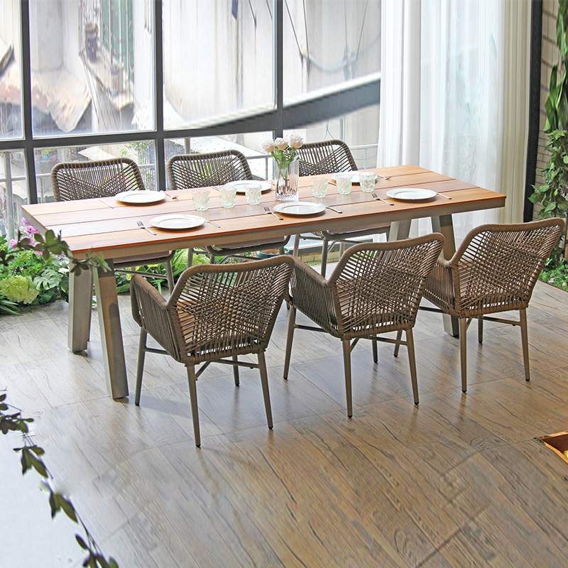 Comprar Mesa de jardín y patio con marco de aluminio y cubierta de madera de teca para relajarse y cenar, Mesa de jardín y patio con marco de aluminio y cubierta de madera de teca para relajarse y cenar Precios, Mesa de jardín y patio con marco de aluminio y cubierta de madera de teca para relajarse y cenar Marcas, Mesa de jardín y patio con marco de aluminio y cubierta de madera de teca para relajarse y cenar Fabricante, Mesa de jardín y patio con marco de aluminio y cubierta de madera de teca para relajarse y cenar Citas, Mesa de jardín y patio con marco de aluminio y cubierta de madera de teca para relajarse y cenar Empresa.