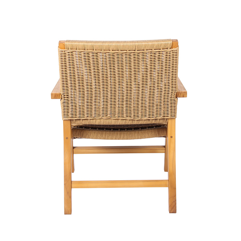 Solid Wood Frame Resort Villa Courtyard Wicker Leisure Chair