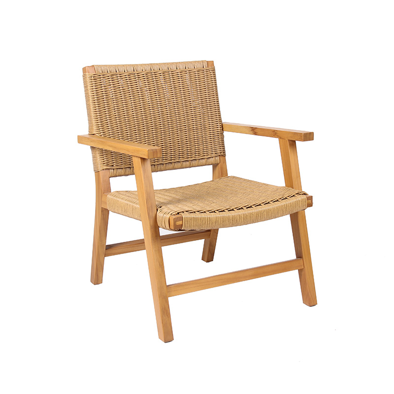 Solid Wood Frame Resort Villa Courtyard Wicker Leisure Chair