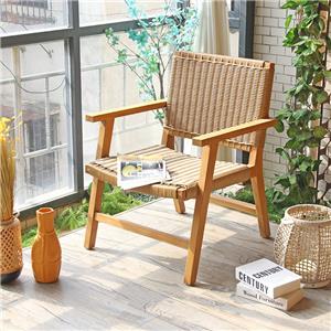 Solid Wood Frame Resort Villa Courtyard Wicker Leisure Chair