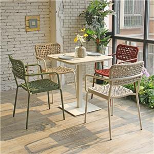 Durable All Weather Outdoor Rope Woven Arm Chair Aluminum Frame For Bistro Patio