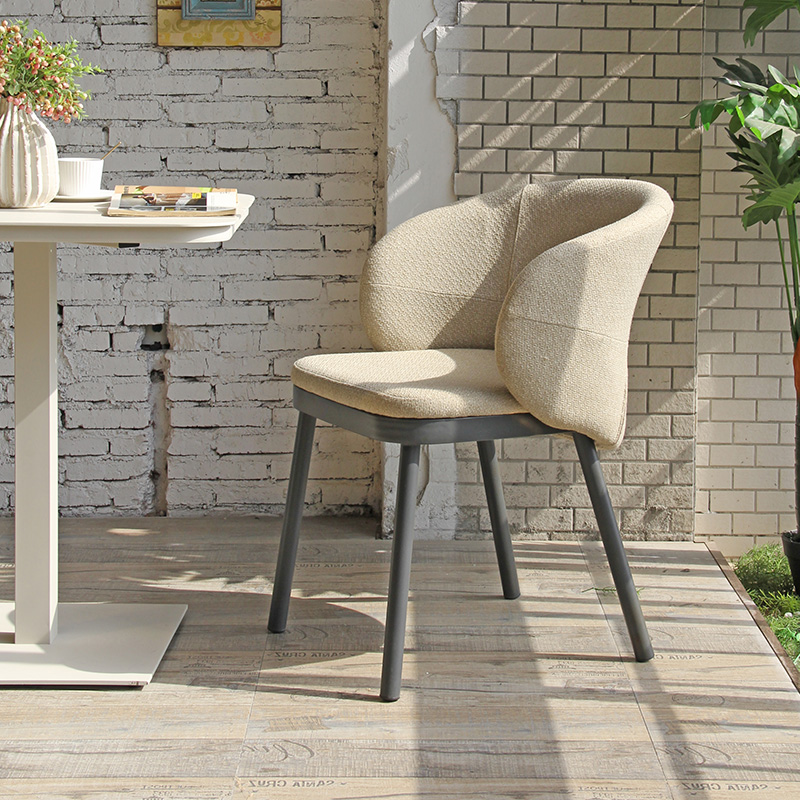 Nordic Style Fabric Dining Chair With Durable Black Metal Legs