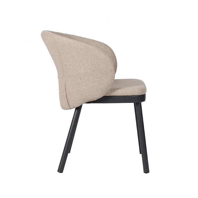 Nordic Style Fabric Dining Chair With Durable Black Metal Legs