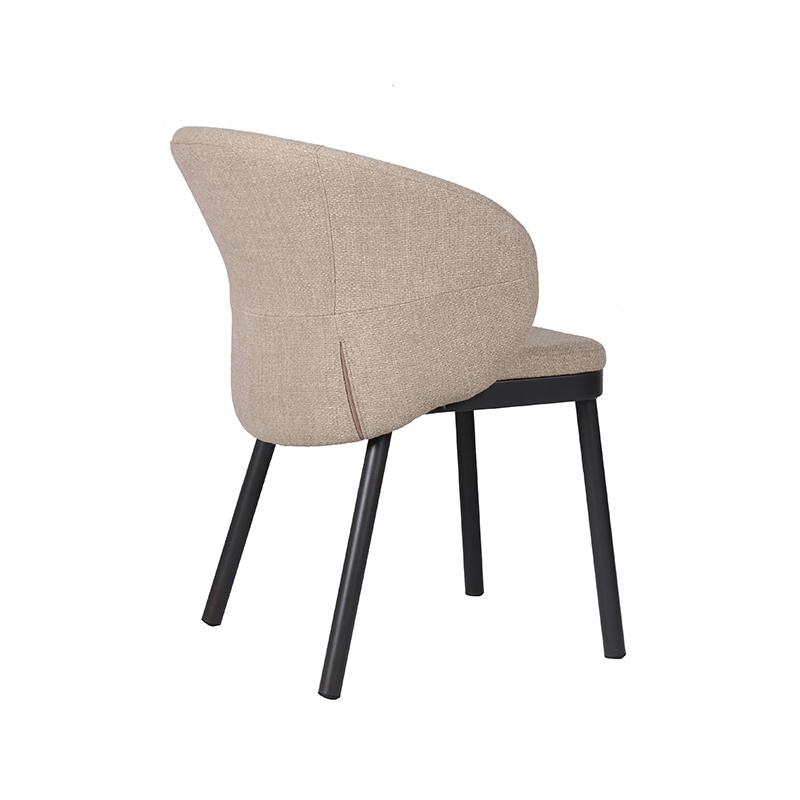 Nordic Style Fabric Dining Chair With Durable Black Metal Legs
