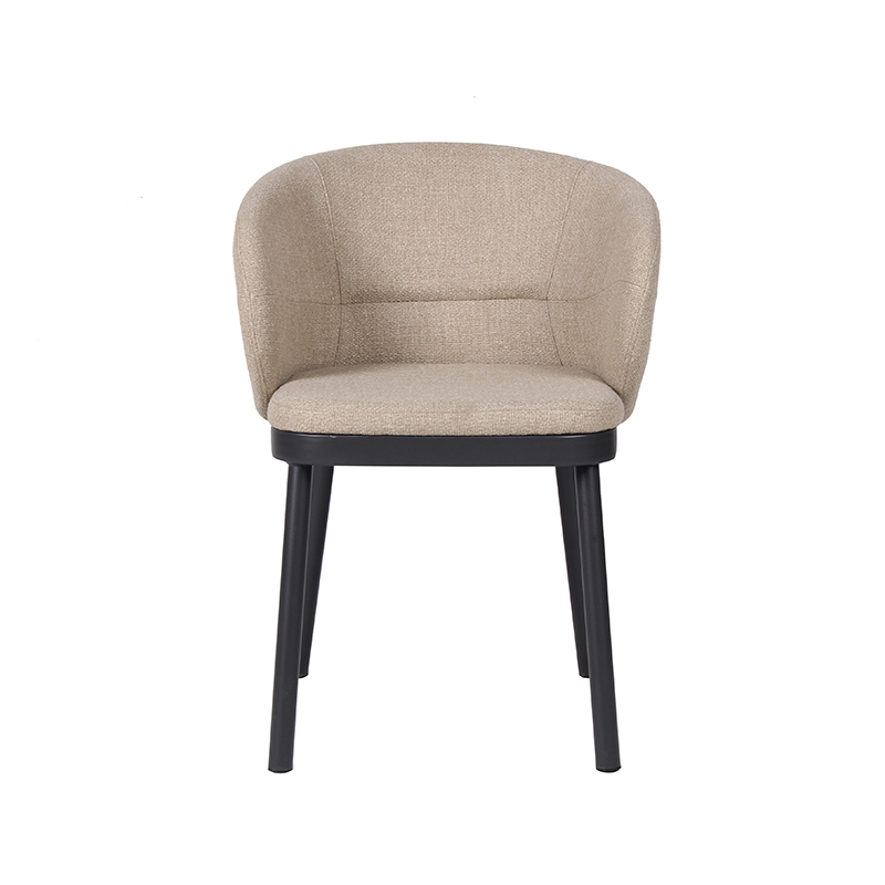 Nordic Style Fabric Dining Chair With Durable Black Metal Legs