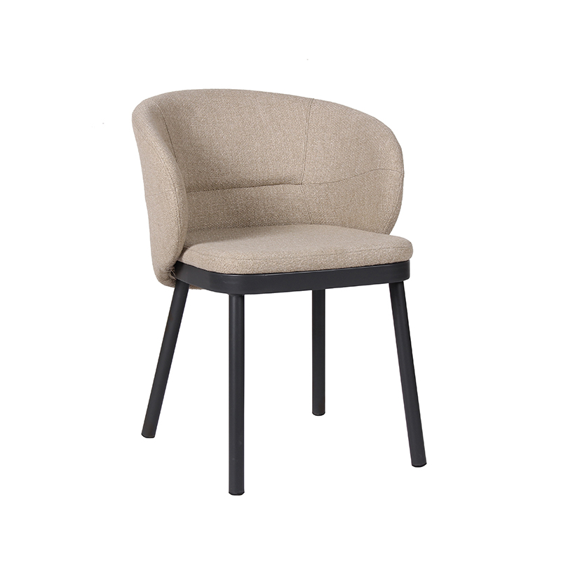 Nordic Style Fabric Dining Chair With Durable Black Metal Legs