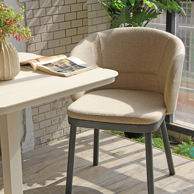 Nordic Style Fabric Dining Chair With Durable Black Metal Legs
