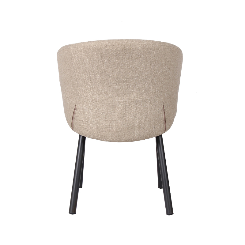 Nordic Style Fabric Dining Chair With Durable Black Metal Legs