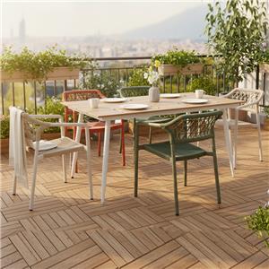 Stackable Multicolor Rope Woven Aluminum Outdoor Patio Dining Chairs and Table Set