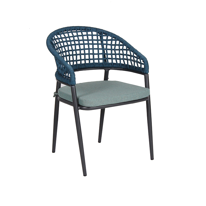 Lightweight Outdoor Patio Aluminum Frame Mesh Back Waterproof Rope Chair