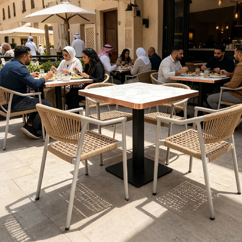 Qual a melhor opção de mesas ao ar livre para restaurantes?