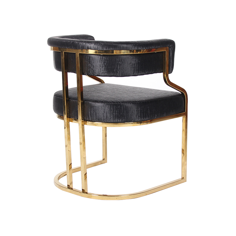 Luxury Black Upholstered Dining Armchair Gold Stainless Steel Frame For Restaurant Banquet