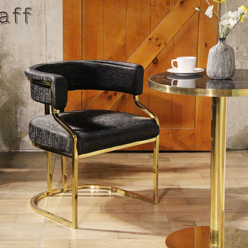 Luxury Black Upholstered Dining Armchair Gold Stainless Steel Frame For Restaurant Banquet