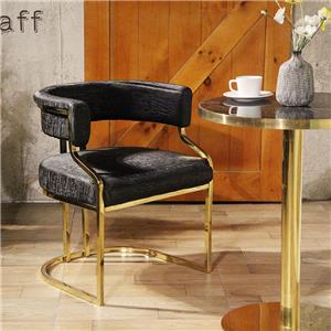 Luxury Black Upholstered Dining Armchair Gold Stainless Steel Frame For Restaurant Banquet