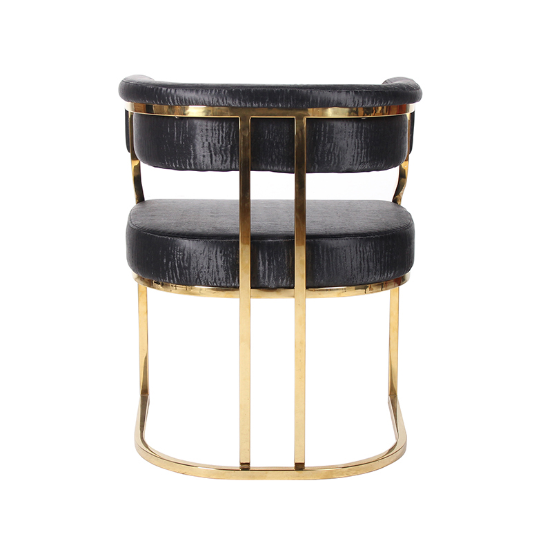 Luxury Black Upholstered Dining Armchair Gold Stainless Steel Frame For Restaurant Banquet