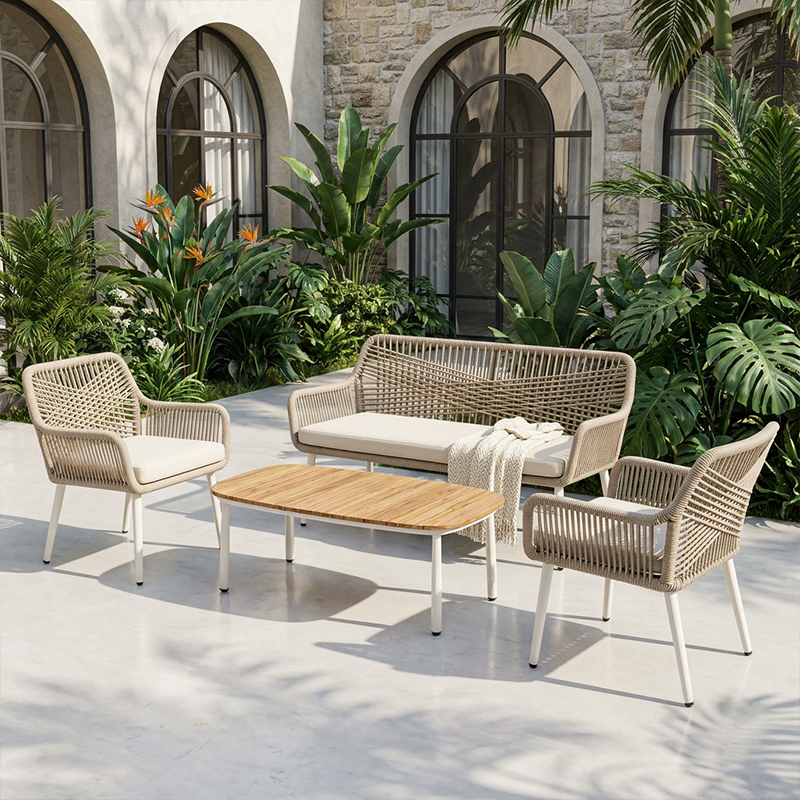 High Quality Rope Outdoor Furniture Sofa Set For Backyard Terrace Garden