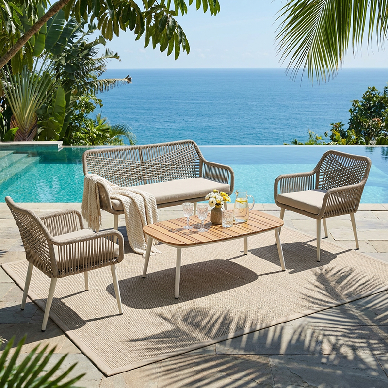 High Quality Rope Outdoor Furniture Sofa Set For Backyard Terrace Garden