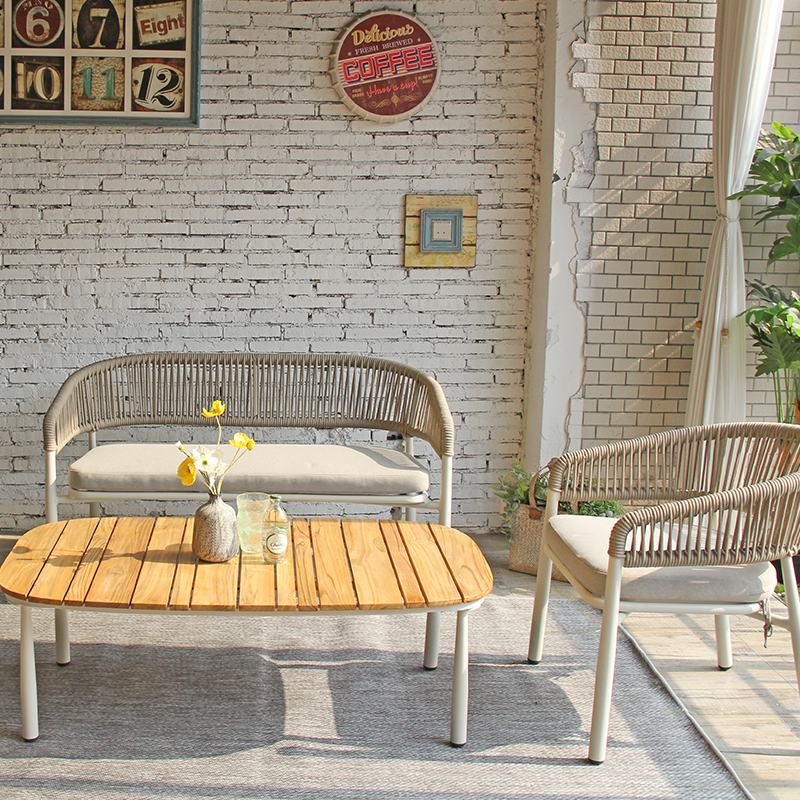 Premium Rope Outdoor Sofa Set With Center Table For Patio Or Garden