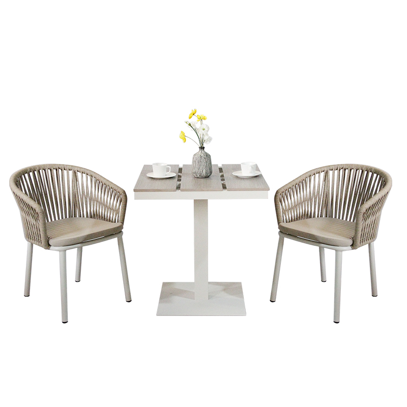 Luxury Curved Back Weave Rope Chair For Horeca Garden Outdoor Dining Area