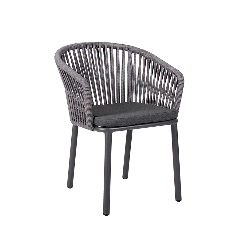 Luxury Curved Back Weave Rope Chair For Horeca Garden Outdoor Dining Area