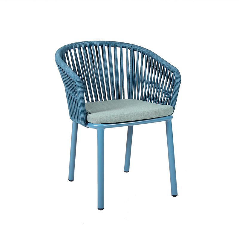 Luxury Curved Back Weave Rope Chair For Horeca Garden Outdoor Dining Area