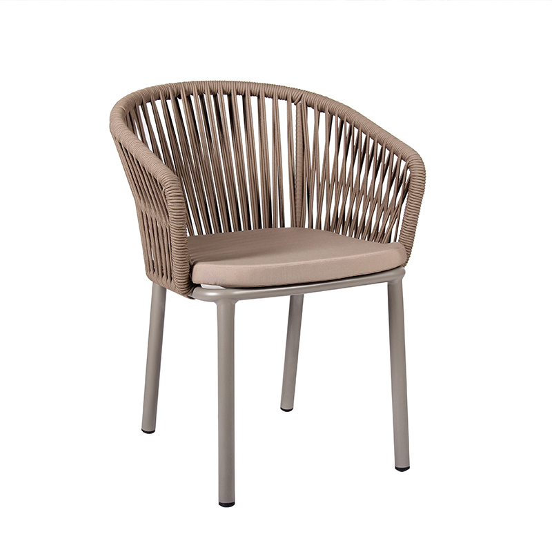 Luxury Curved Back Weave Rope Chair For Horeca Garden Outdoor Dining Area
