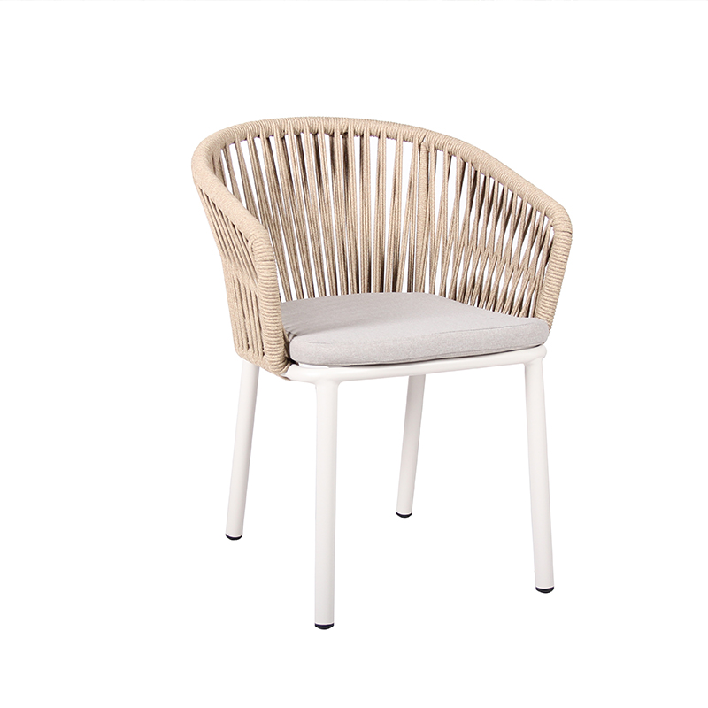 Luxury Curved Back Weave Rope Chair For Horeca Garden Outdoor Dining Area