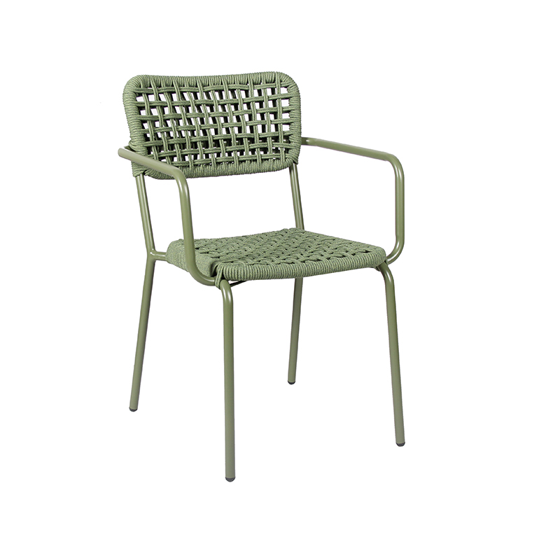 Outside Dining Furniture Set Teak Wood Table Woven Rope Chairs With Aluminium Frame