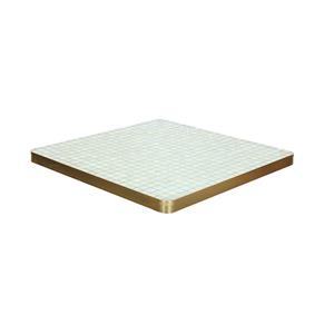 Vintage Beige Mosaic Square Table Top Metal Pedestal Base Outdoor Patio Cafe Furniture