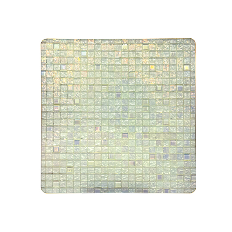 Vintage Beige Mosaic Square Table Top Metal Pedestal Base Outdoor Patio Cafe Furniture