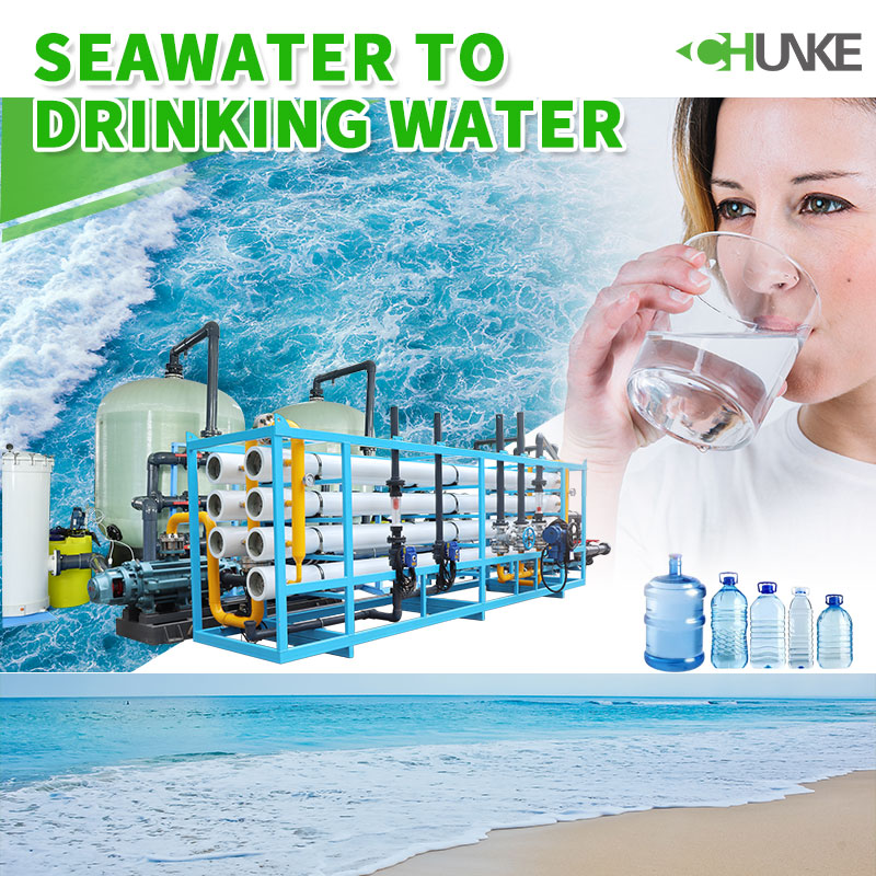 How many stages does seawater to drinking water go through?