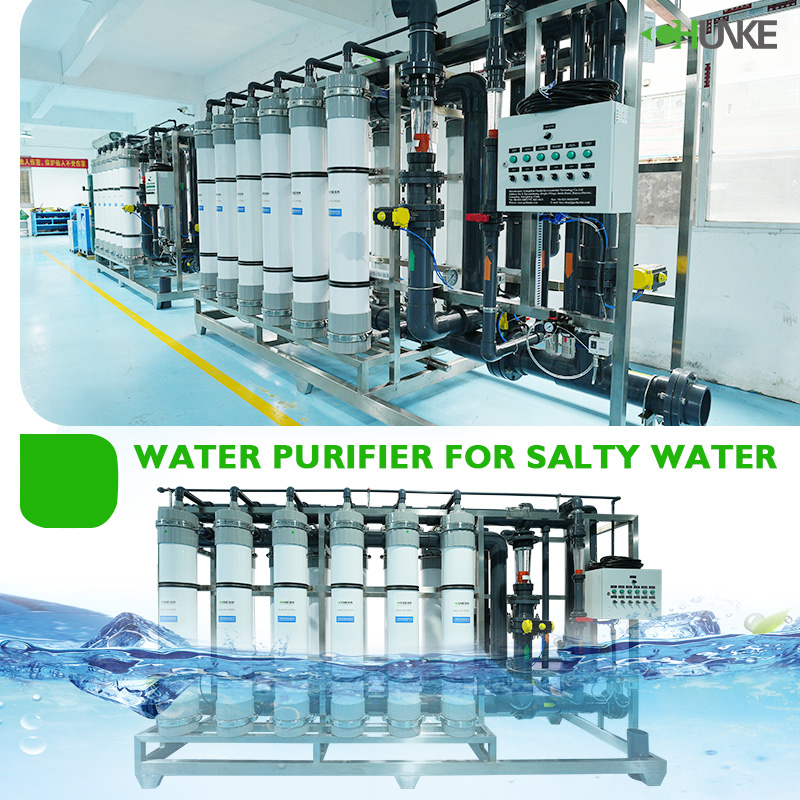 What is the freshwater production efficiency of the water purifier for salty water?