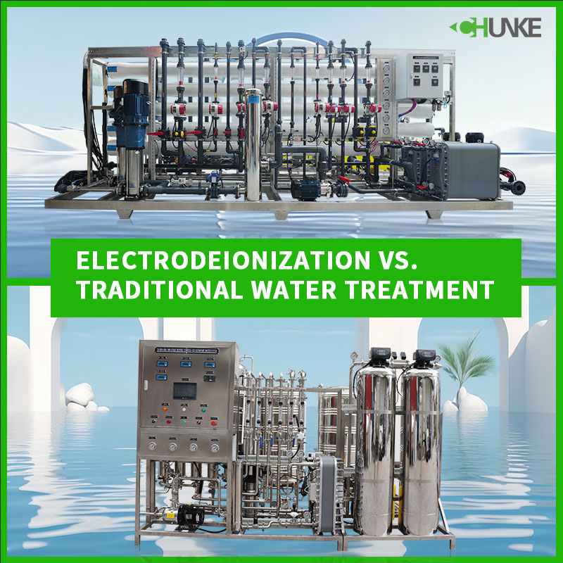 What is the difference between electrodeionization and traditional water treatment?