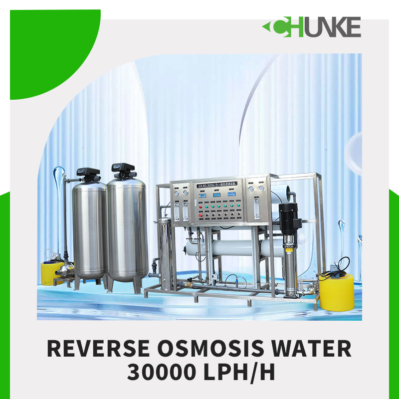 How much water does a 30,000 LPH/h RO system consume in one hour?