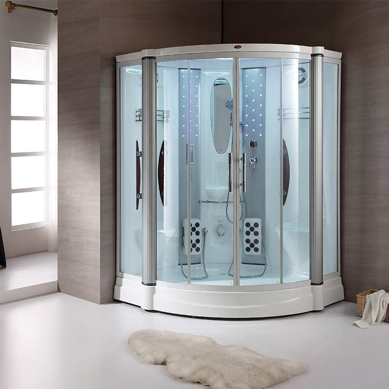 2 Persons Classical Style White Acrylic Corner Steam Room
