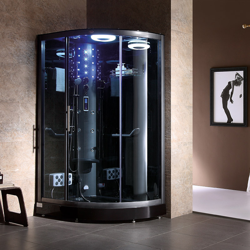 Supply Home Luxury Corner Black Acrylic Wet Sauna Shower Cabin