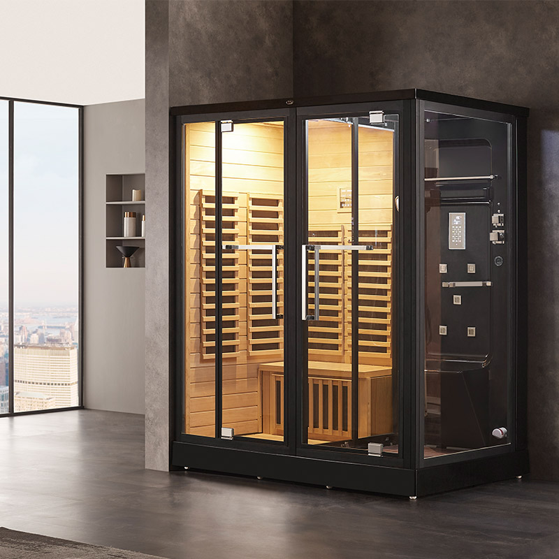 Family Black Acrylic Dry And Wet Steam Sauna Room With Bluetooth