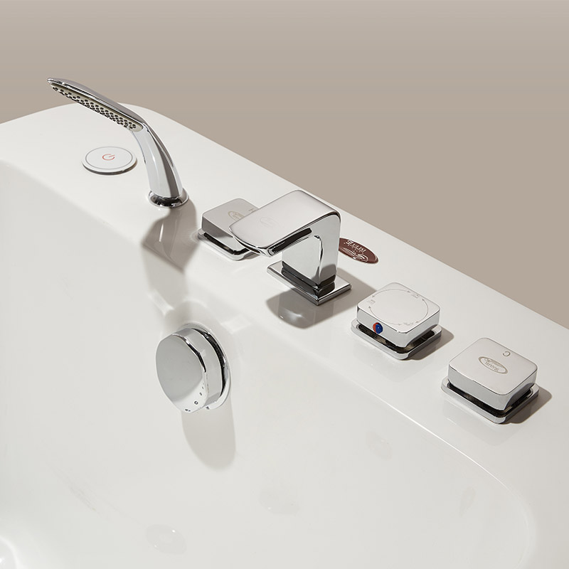 Popular Acrylic Square Stand Alone Tub With Brass Fitting