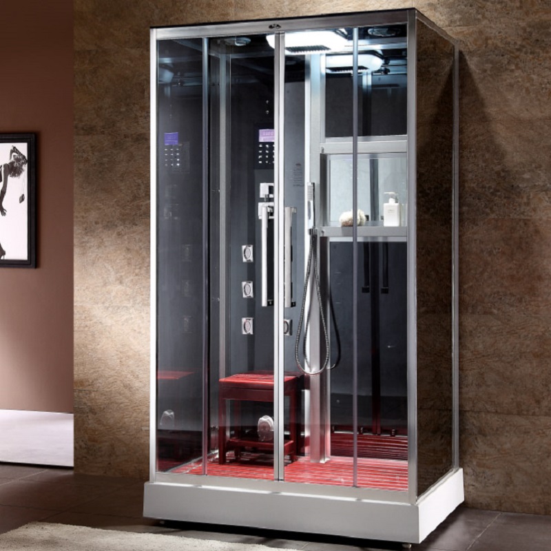 1200m Rectangle Black and Red Shower Steam Room with Computer Panel to Control Radio and Temperature